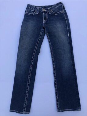 True Religion Johnny Big T Jeans Medium Wash Straight Leg Vintage Y2K Seat Sz 34